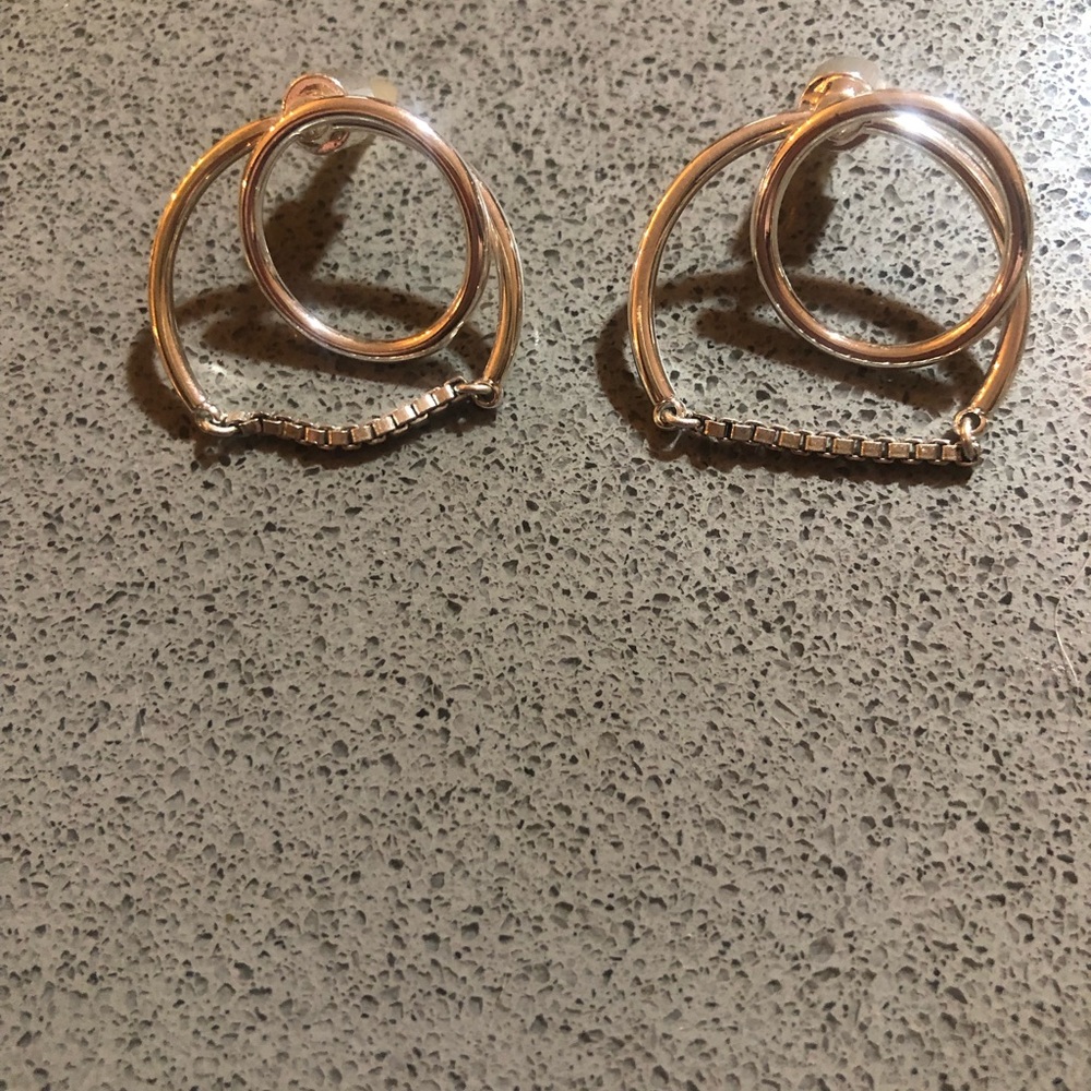 Jenny Bird Rose Gold Double Hoop Drop Earrings